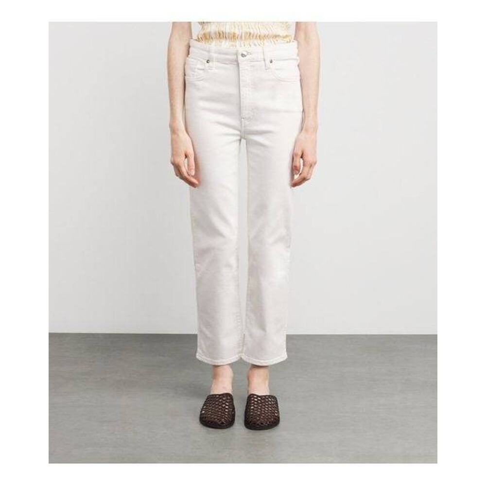 Frame Denim Pencil Crop Straight Jeans in White 31